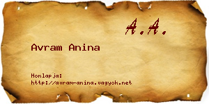 Avram Anina névjegykártya